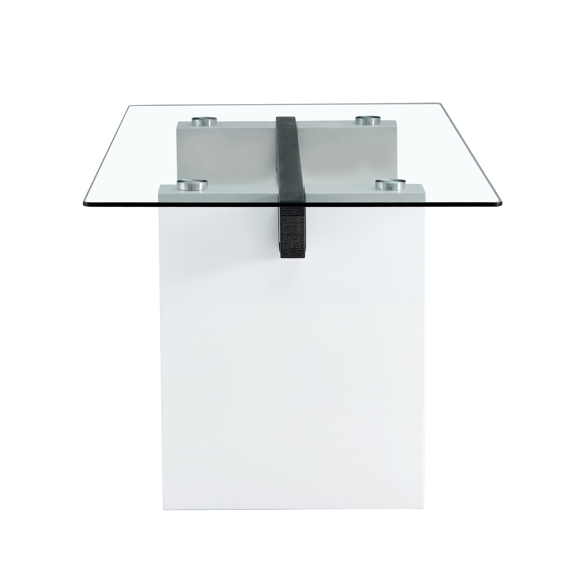 Large Modern Simple Rectangular Glass Table, Which Can Accommodate 6 8 People, Equipped With 0.4 Inch Tempered Glass Table Top And Large Mdf Table Legs, Used For Kitchen, Dining Room, Living Room,1546 White Mdf Glass