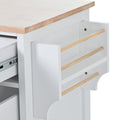 Kitchen Cart With Rubber Wood Countertopkitchen Island Has 8 Handle Free Drawers Including A Flatware Organizer And 5 Wheels For Kitchen Dinning Room, White White Mdf