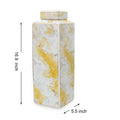 Square Glass Ginger Jar With Gold And Gray Marble Design Gray Ceramic
