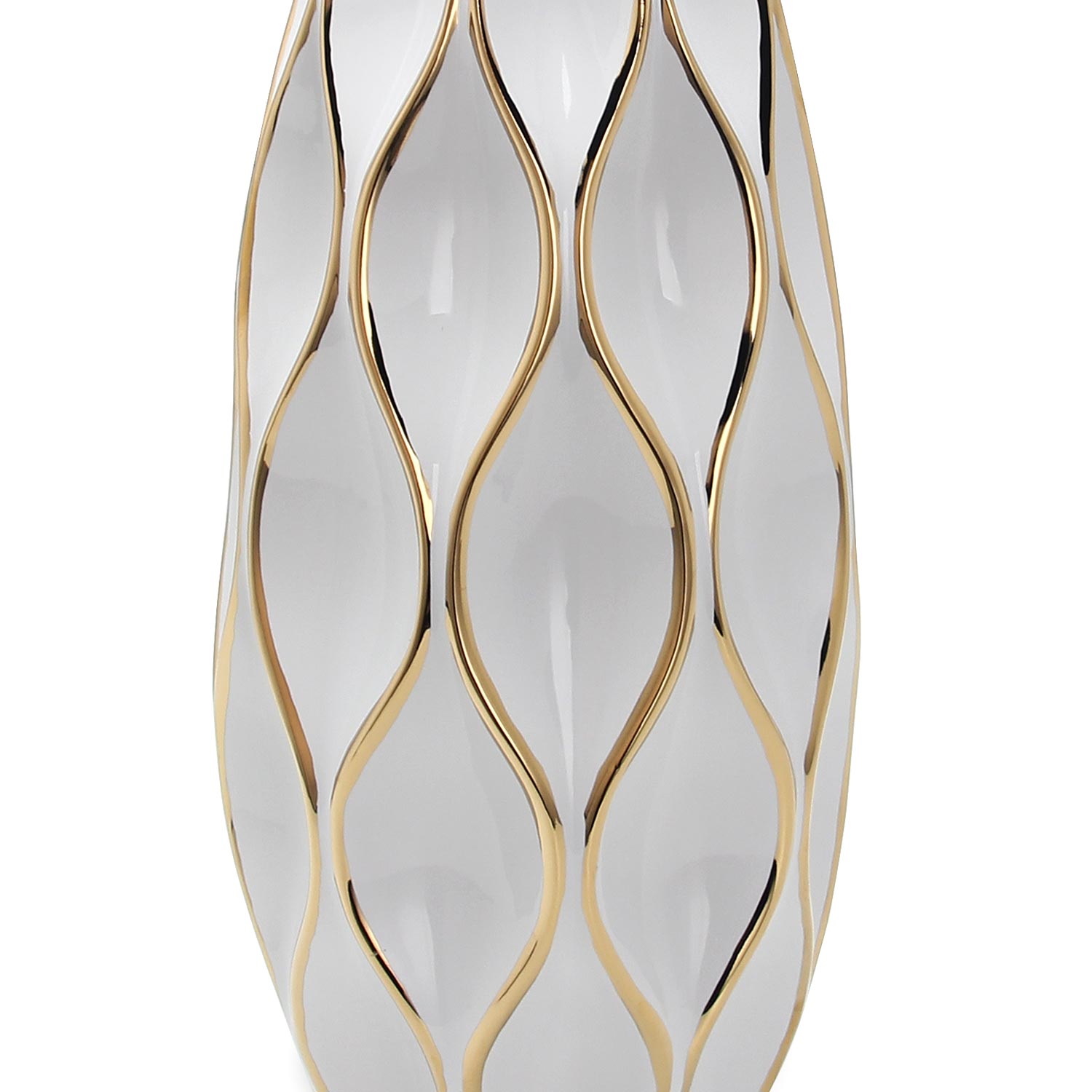 Elegant White Ceramic Vase With Gold Accents Timeless Home Decor White Ceramic