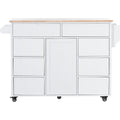 Kitchen Cart with Rubber Wood Countertop white-mdf