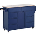 Kitchen Cart with Rubber Wood Countertop blue-mdf