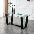 Glass Dining Table Large Modern Minimalist Rectangular For 6 8 With 0.4