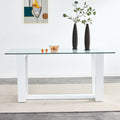 Glass Dining Table Large Modern Minimalist Rectangular For 6 8 With 0.4