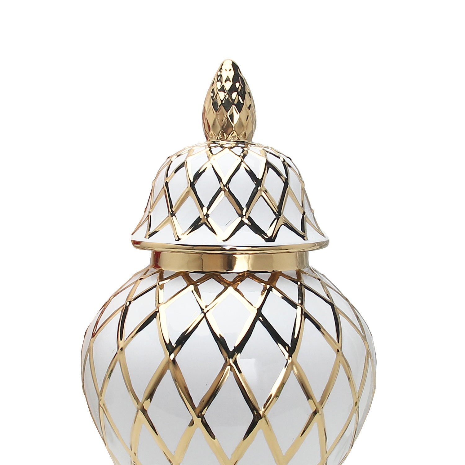 White and Gold Ceramic Decorative Ginger Jar Vase white-ceramic