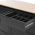 Kitchen Cart with Rubber Wood Countertop black-mdf