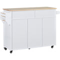 Kitchen Cart with Rubber Wood Countertop white-mdf
