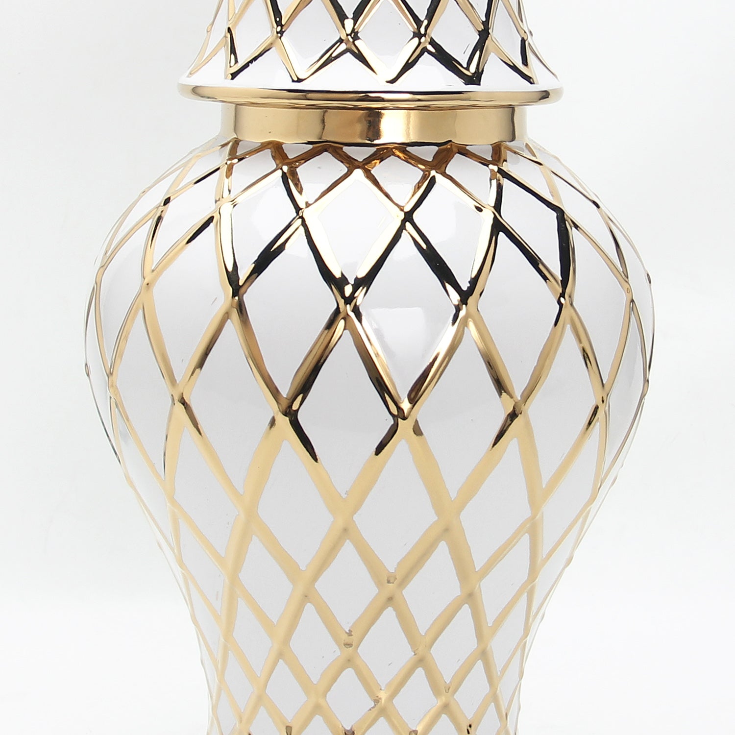 White And Gold Ceramic Decorative Ginger Jar Vase White Ceramic