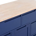 Kitchen Cart with Rubber Wood Countertop blue-mdf