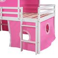 Twin Size Loft Bed With Slide Pink Tent And Tower Pink Twin Pink Solid Wood