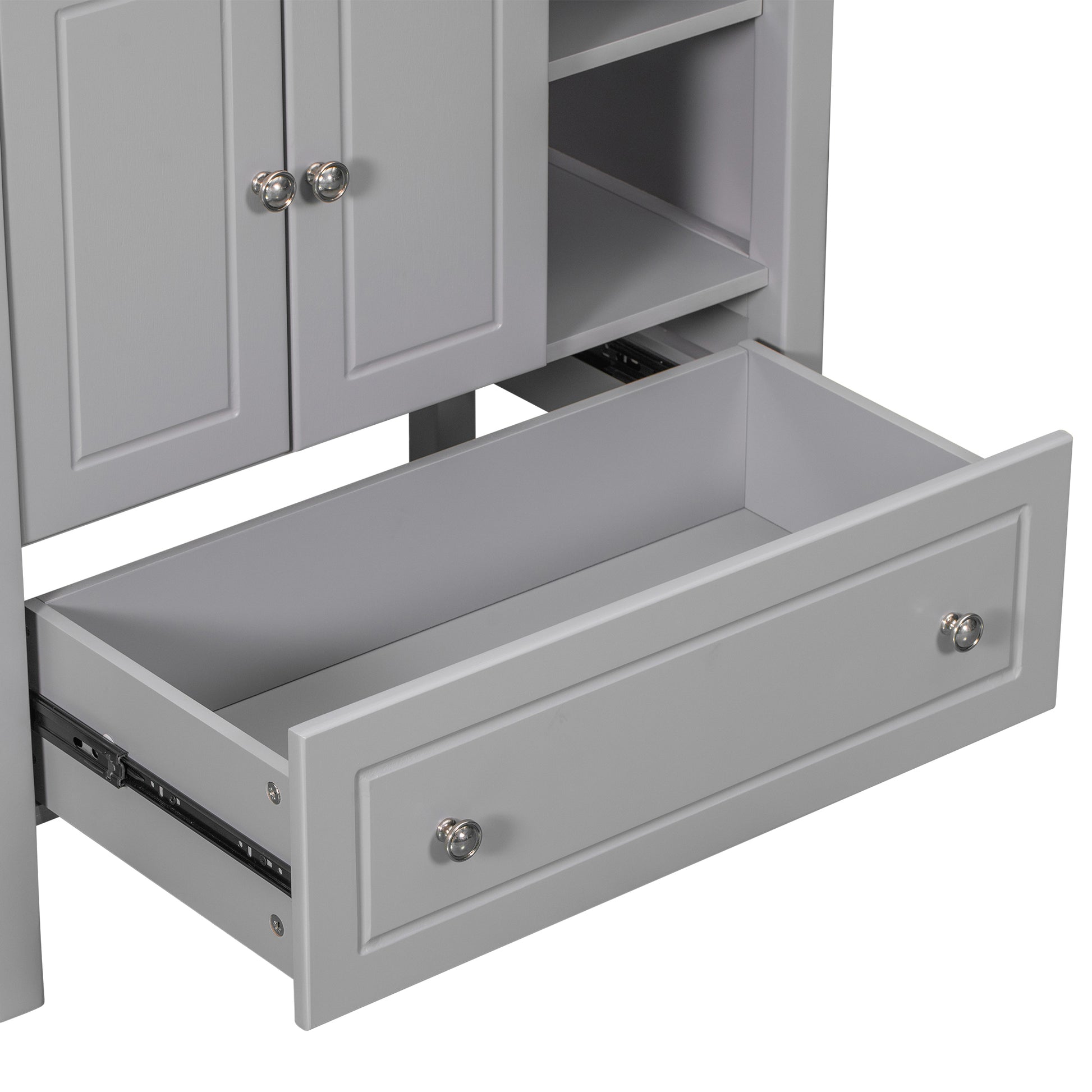 30" Bathroom Vanity Base Only, Solid Wood Frame, Bathroom Storage Cabinet With Doors And Drawers, Grey Grey Solid Wood Mdf