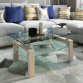 Rectangle Glass Coffee Table, Clear Coffee Table Modern Side Center Tables For Living Room Living Room Furniture Oak Glass
