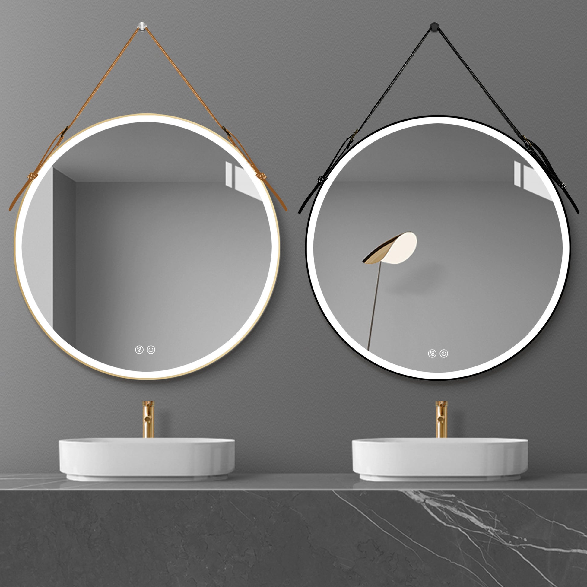 Bathroom Led Mirror 32 Inch Round Bathroom Mirror With Lights Smart 3 Lights Dimmable Illuminated Bathroom Mirror Wall Mounted Large Led Mirror Anti Fog Lighted Vanity Mirror Gold Modern Aluminium