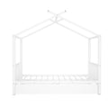 Full Size Metal House Platform Bed With Two Drawers,Headboard And Footboard,Roof Design,White White Metal