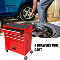 4 Drawers Multifunctional Red Tool Cart With