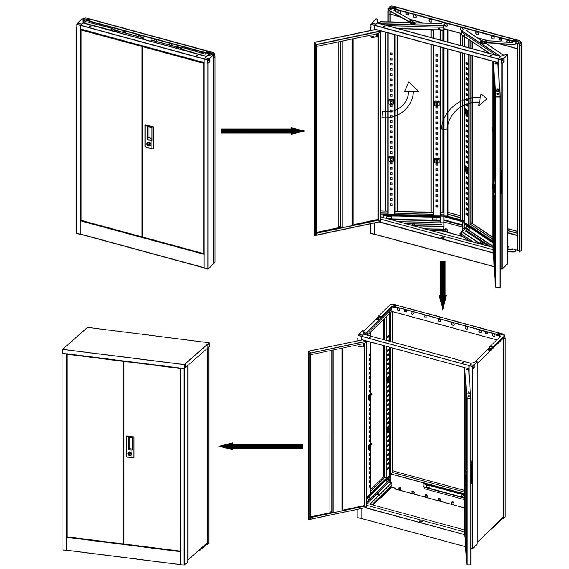 Metal Storage Cabinet With Locking Doors And Adjustable Shelf, Folding Filing Storage Cabinetfolding Storage Locker Cabinet For Home Office,School,Garage, White White Steel