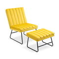 Yellow Modern Lazy Lounge Chair, Contemporary Single Leisure Upholstered Sofa Chair Set Yellow Primary Living Space Modern Foam Velvet