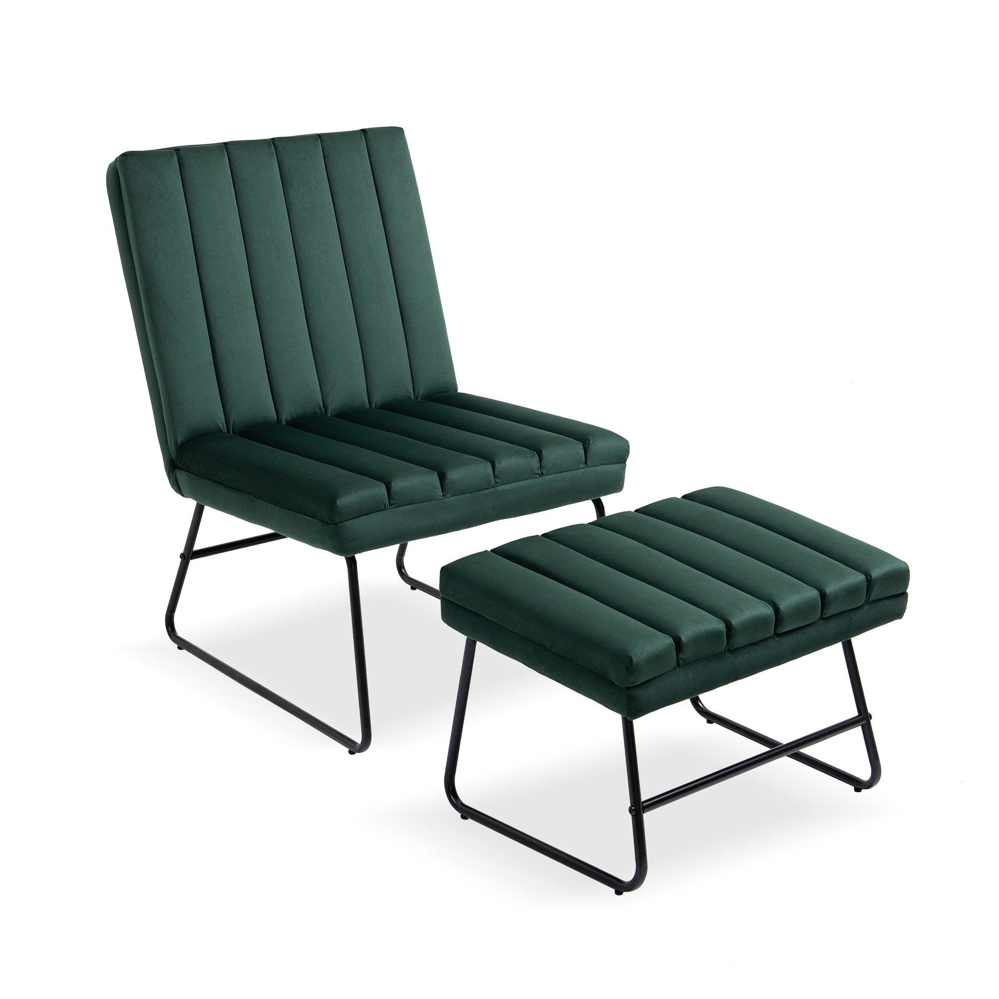 Green Modern Lazy Lounge Chair, Contemporary Single Leisure Upholstered Sofa Chair Set Green Primary Living Space Modern Foam Velvet