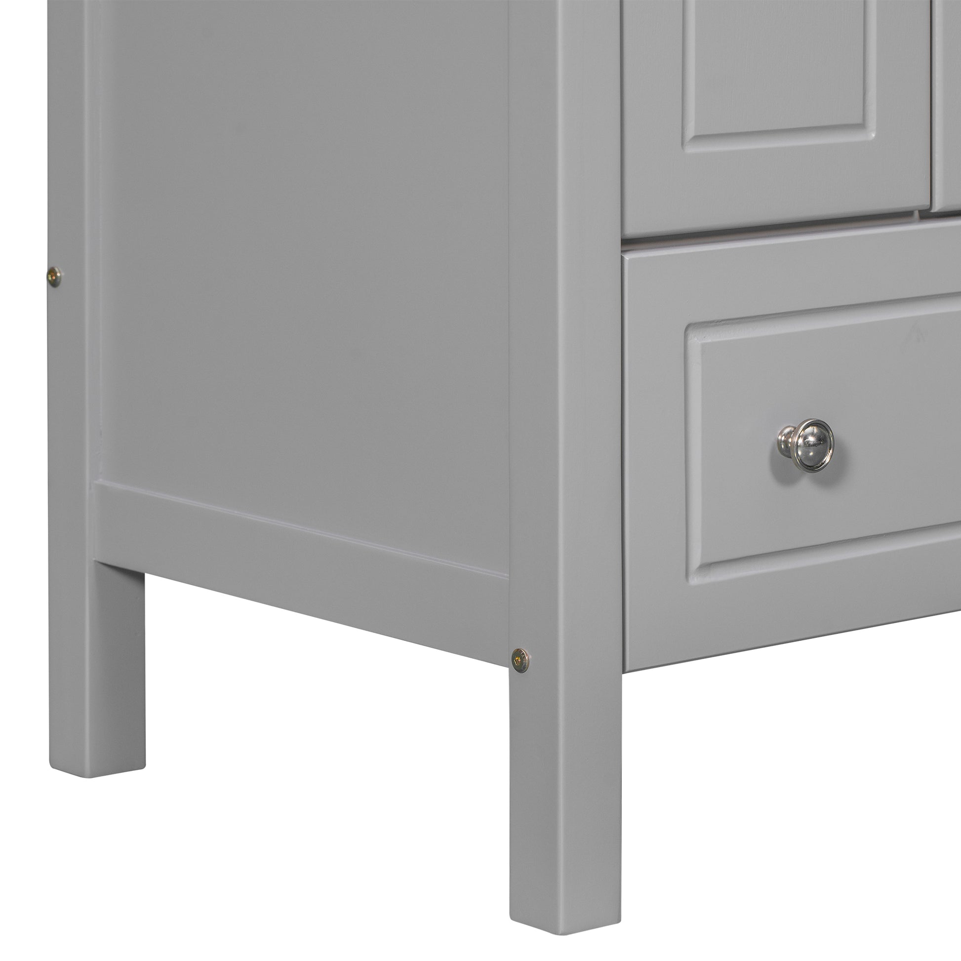 30" Bathroom Vanity Base Only, Solid Wood Frame, Bathroom Storage Cabinet With Doors And Drawers, Grey Grey Solid Wood Mdf