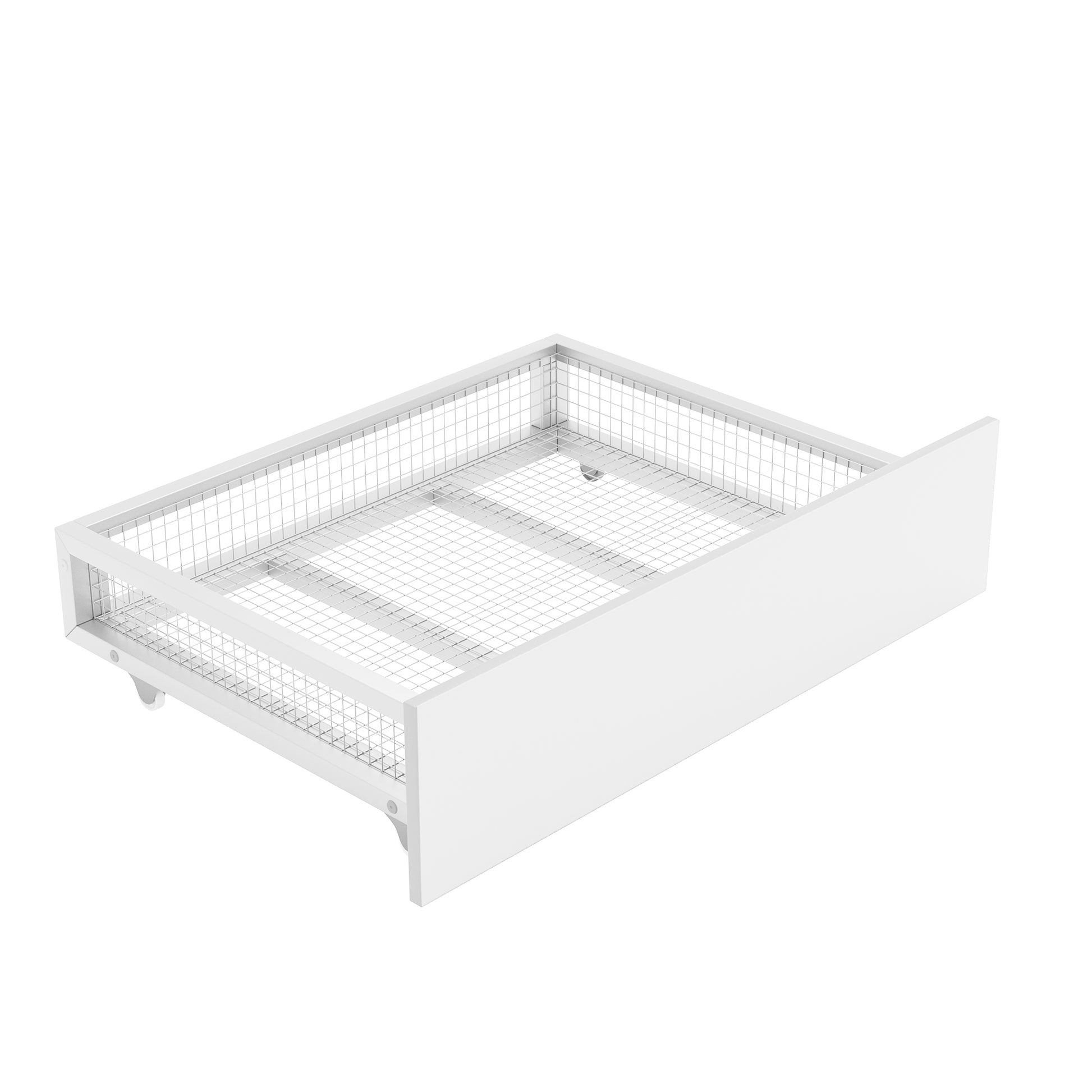 Full Size Metal House Platform Bed With Two Drawers,Headboard And Footboard,Roof Design,White White Metal