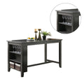 Rectangle Wooden Counter Height Dining Table With Storage In Black Black Rectangular Mdf Acacia