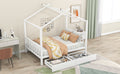 Full Size Metal House Platform Bed With Two Drawers,Headboard And Footboard,Roof Design,White White Metal