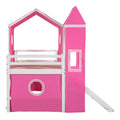 Twin Size Loft Bed With Slide Pink Tent And Tower Pink Twin Pink Solid Wood