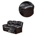 3 Seats Bonded Leather Manual Motion Reclining Sofa In Black Black Pillow Top Arms Pu Leather 3 Seat