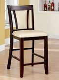 Contemporary Set Of 2 Counter Height Chairs Dark Cherry And Ivory Solid Wood Chair Paddedupholstered Seat Kitchen Dining Room Furniture Ivory Brown Dining Room Contemporary,Modern Side Chair Rubberwood Solid Back Solid Wood