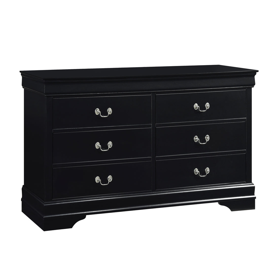 Traditional Design Black Finish Dresser Of 6X Drawers 1Pc Classic Louis Phillippe Style Bedroom Furniture Black 5 Drawers & Above Bedroom Traditional Wood