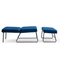 Dark Blue Modern Lazy Lounge Chair, Contemporary Single Leisure Upholstered Sofa Chair Set Dark Blue Primary Living Space Modern Foam Velvet