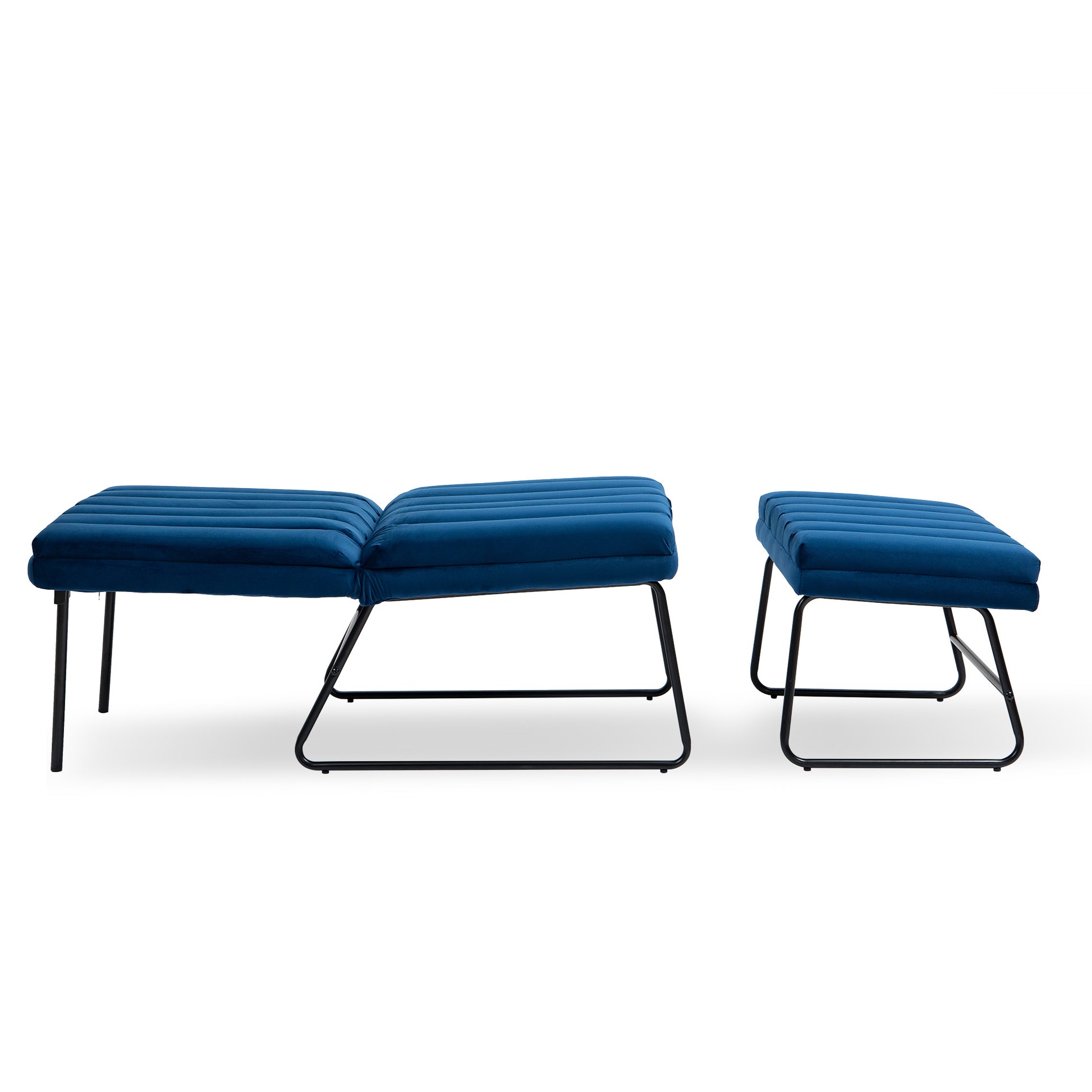 Dark Blue Modern Lazy Lounge Chair, Contemporary Single Leisure Upholstered Sofa Chair Set Dark Blue Primary Living Space Modern Foam Velvet