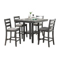 5 Piece Counter Height Dining Set In Grey Grey Ladder Back Seats 4 Dining Room 4 Leg Square Mdf