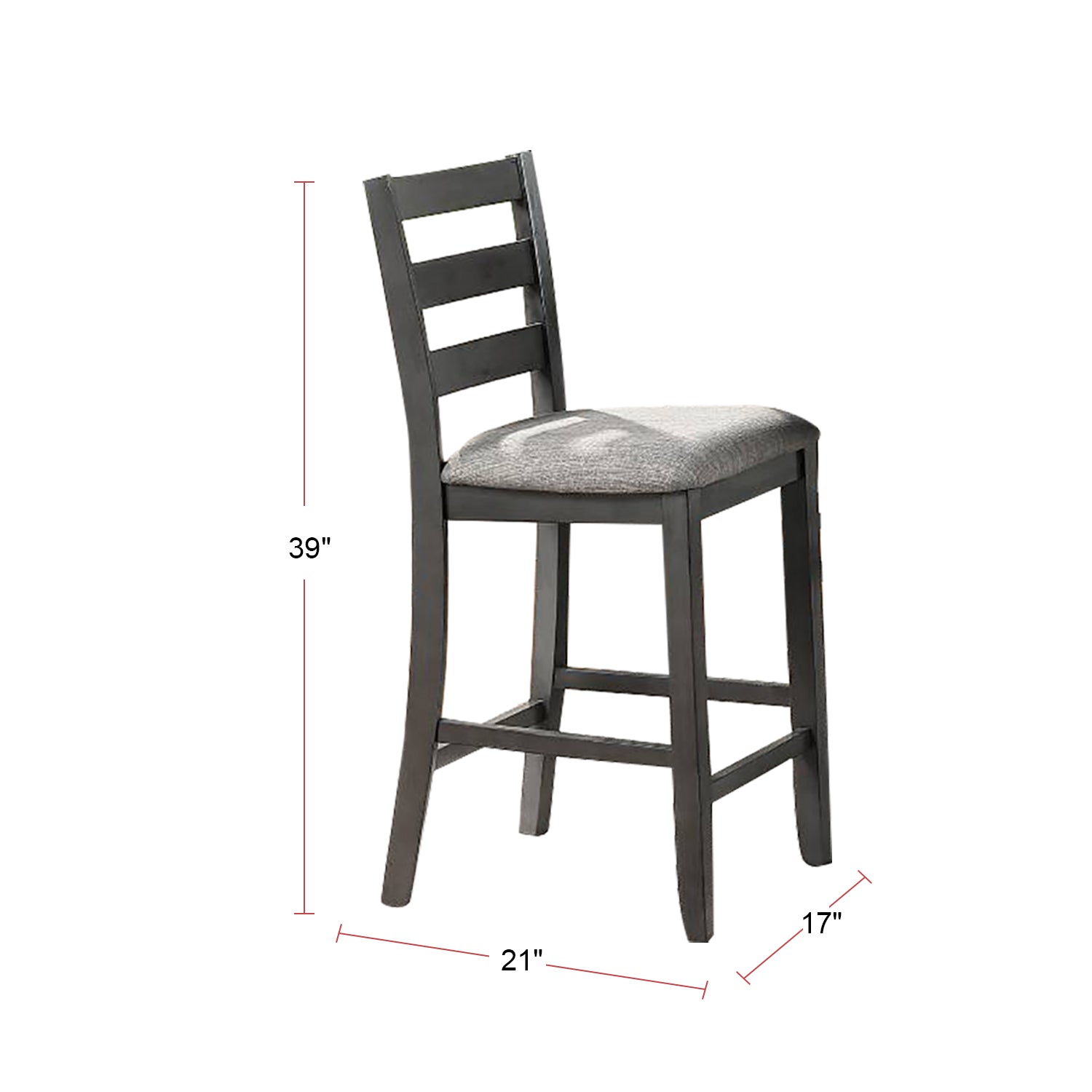 5 Piece Counter Height Dining Set In Grey Grey Ladder Back Seats 4 Dining Room 4 Leg Square Mdf