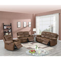 Brown Manual Motion Sofa With Metal Reclining Mechanism And Pine Frame Brown Pillow Top Arms Foam Pu Leather 3 Seat