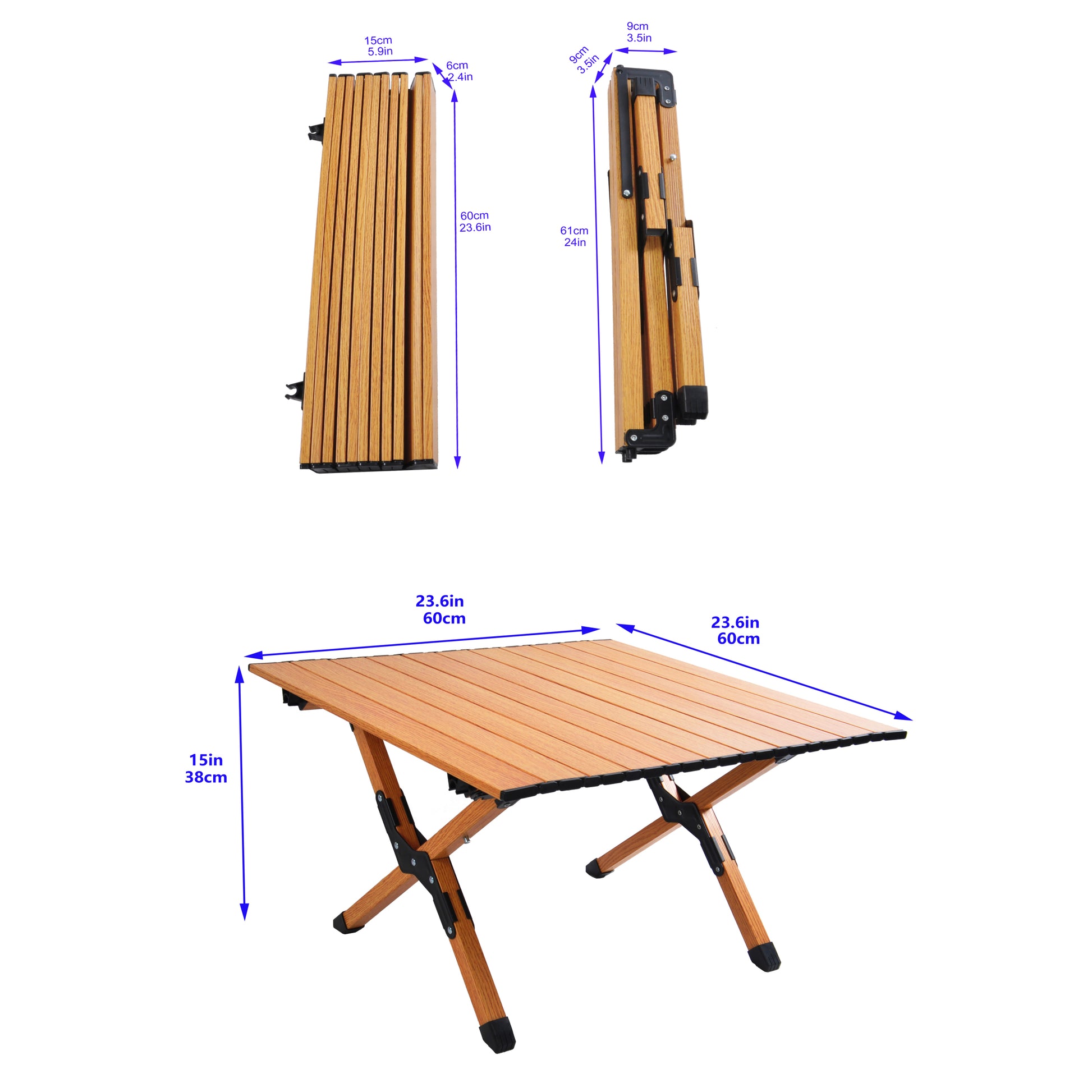 Portable Picnic Table, Rollable Aluminum Alloy Table Top With Folding Solid X Shaped Frame Zb1001Mw Brown White Aluminium Alloy