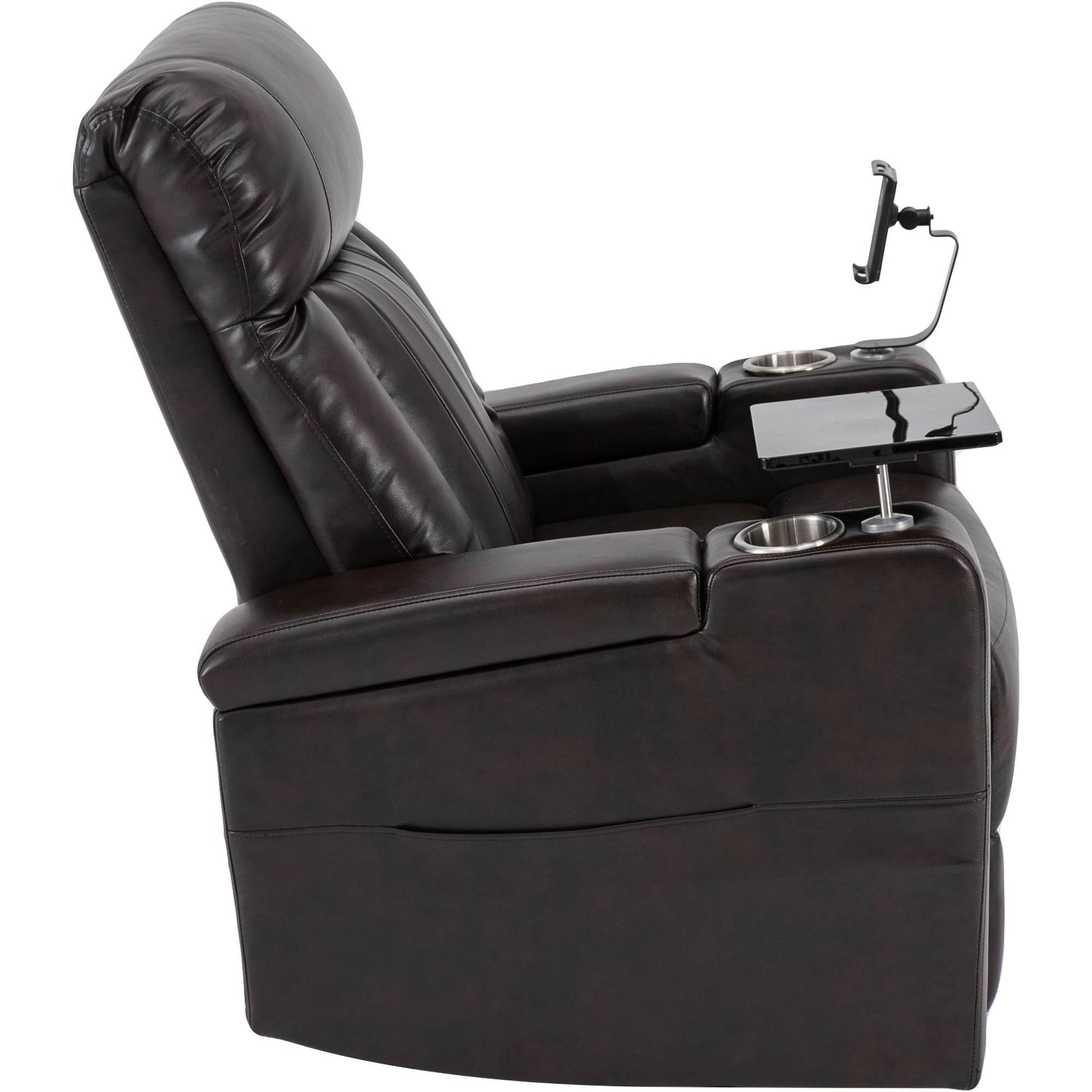 Premium Power Recliner With Storage Arms, Cupholders, Swivel Tray Table And Cell Phone Stand,Brown Old Sku:Sg000450Aaa Brown Foam Pu