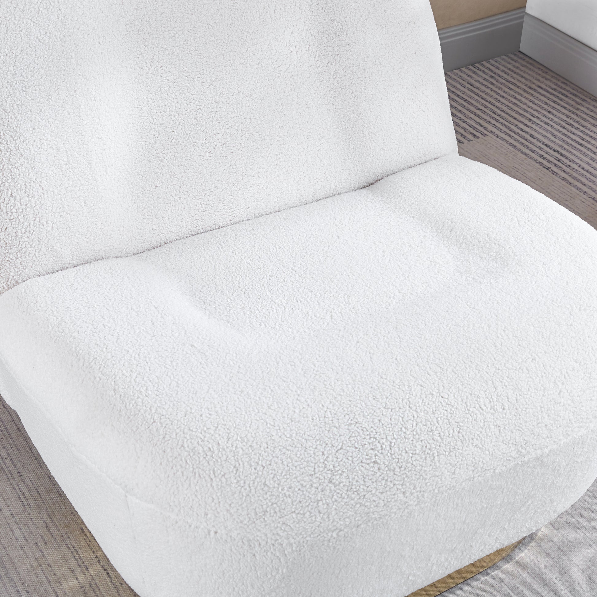 Modern Velvet Swivel Accent Chair, Swivel Barrel Chair With Gold Finish Stainless Steel Base White Polyester