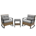 3Pcs Rocking Rattan Set Wholesale Leisure Chair Outdoor Rattan Rocking Chair Set Grey Grey Cotton Steel