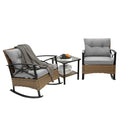 3Pcs Rocking Rattan Set Wholesale Leisure Chair Outdoor Rattan Rocking Chair Set Grey Grey Cotton Steel