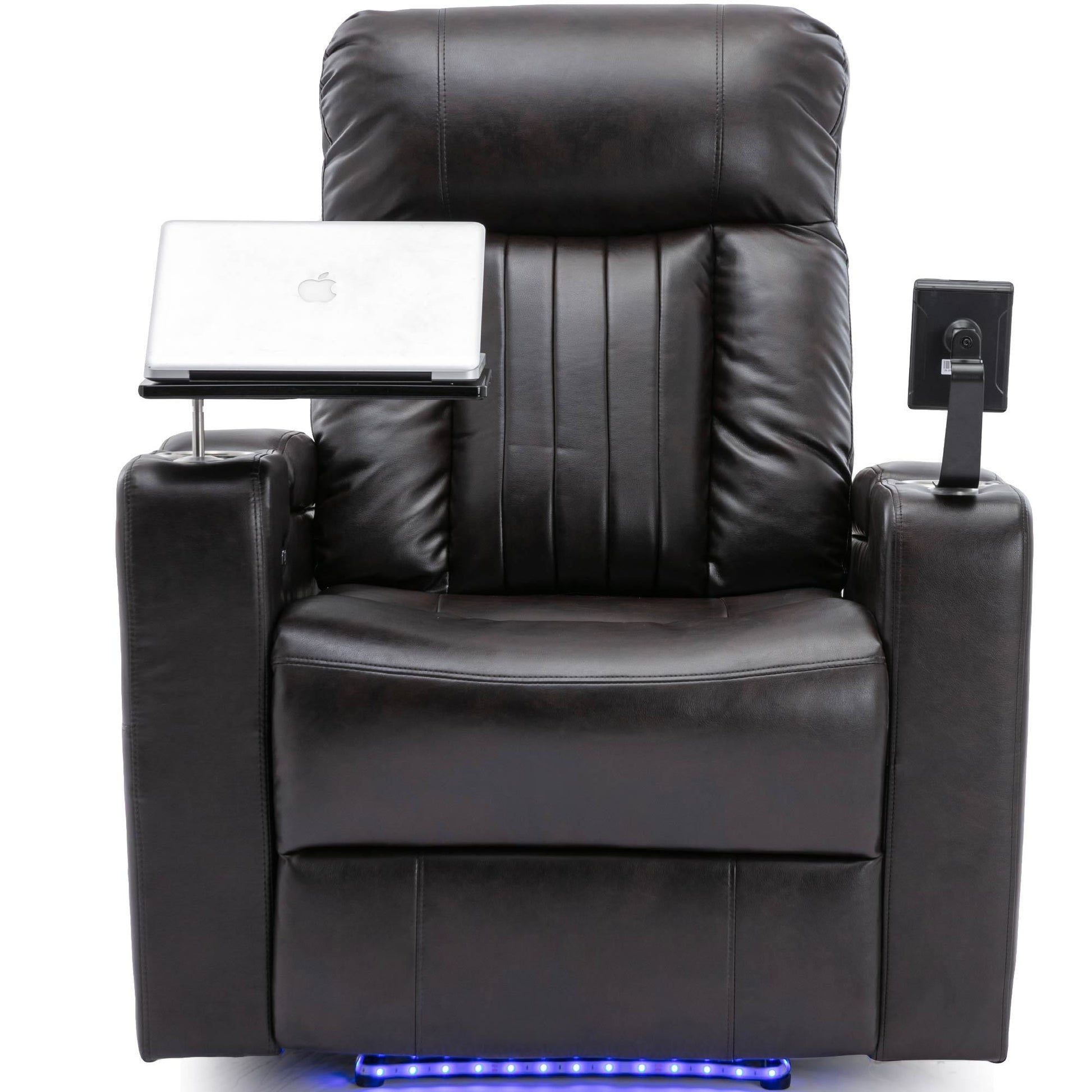 Premium Power Recliner With Storage Arms, Cupholders, Swivel Tray Table And Cell Phone Stand,Brown Old Sku:Sg000450Aaa Brown Foam Pu