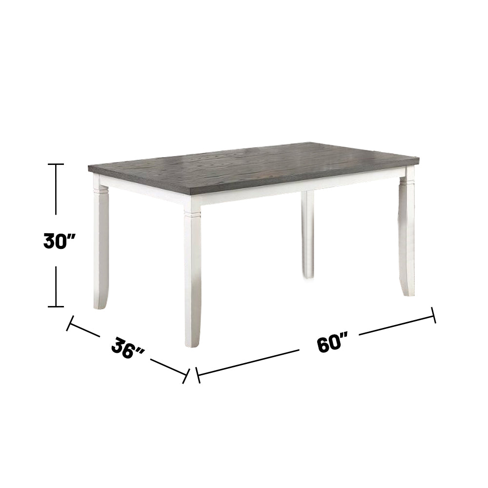 Carrol 6 Piece Wood Dining Set, White And Grey White Seats 6 Transitional 4 Leg Rectangular Rubber Wood