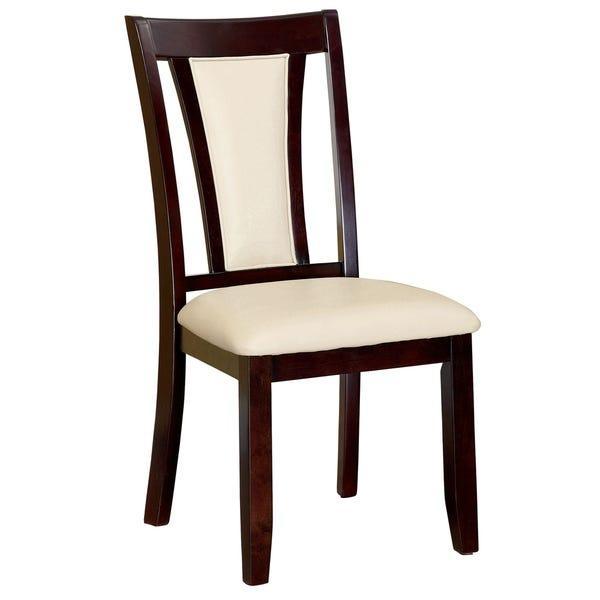 Contemporary Set of 2 Side Chairs Dark Cherry And ivory-brown-dining