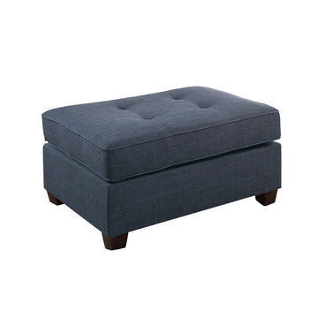 Fabric Cocktail Ottoman With Button Tufted Seat In Dark Blue Dark Blue Solid Backless Rectangle Tufted Fabric