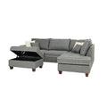 Fabric Reversible Sectional Sofa With Ottoamn In Steel Gray Gray Cushion Back L Shaped Fabric