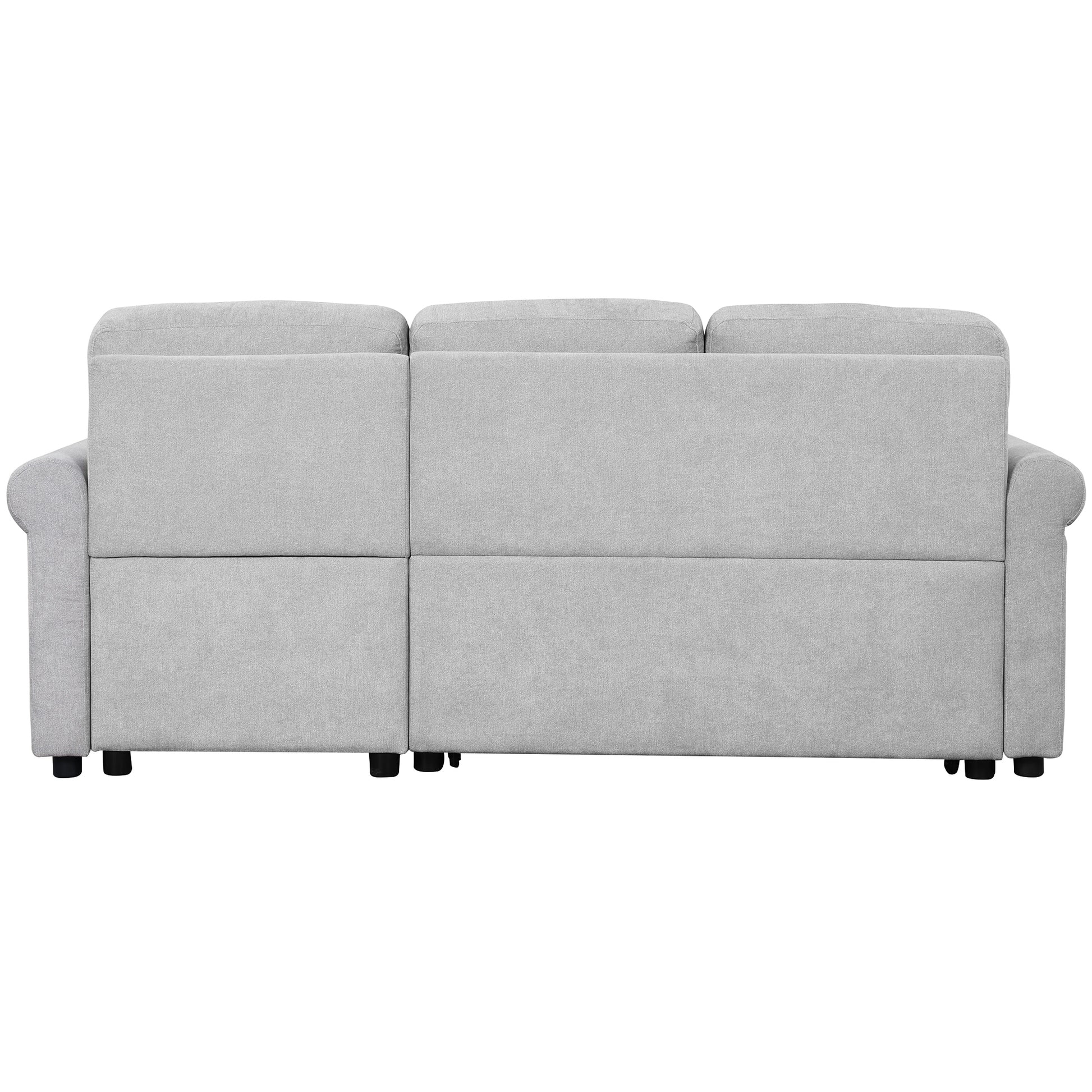 83" Modern Convertible Sleeper Sofa Bed With Storage Chaise,Gray Old Sku:Sg000346Aaa Gray Foam Velvet