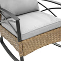 3Pcs Rocking Rattan Set Wholesale Leisure Chair Outdoor Rattan Rocking Chair Set Grey Grey Cotton Steel