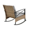 3Pcs Rocking Rattan Set Wholesale Leisure Chair Outdoor Rattan Rocking Chair Set Grey Grey Cotton Steel