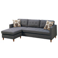 Linen Like Fabric Reversible Sectional Sofa In Blue Grey Grey L Shaped Square Arms Fabric