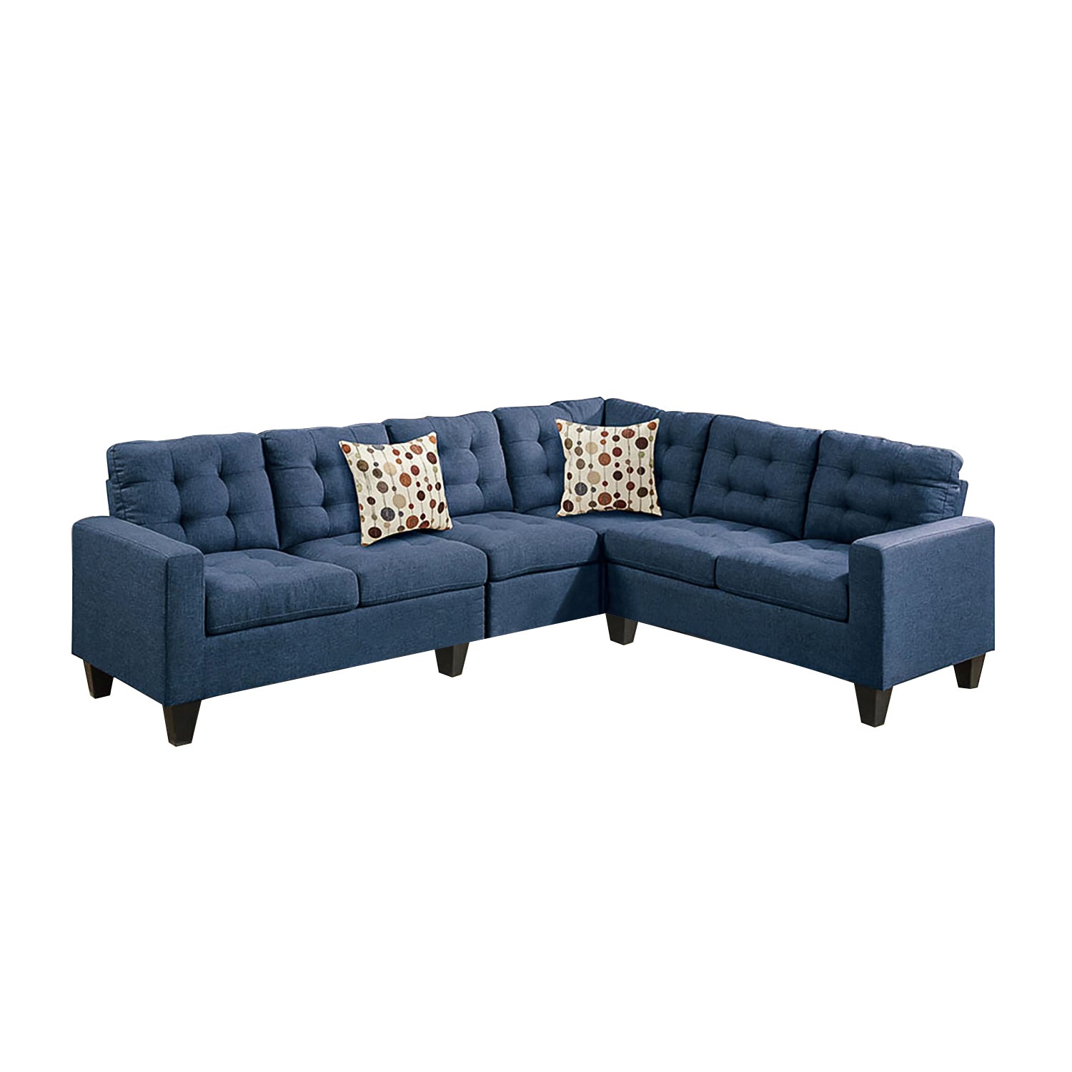 4 Piece Polyfiber Modular Sectional Sofa In Navy Navy Cushion Back L Shaped Square Arms Polyester